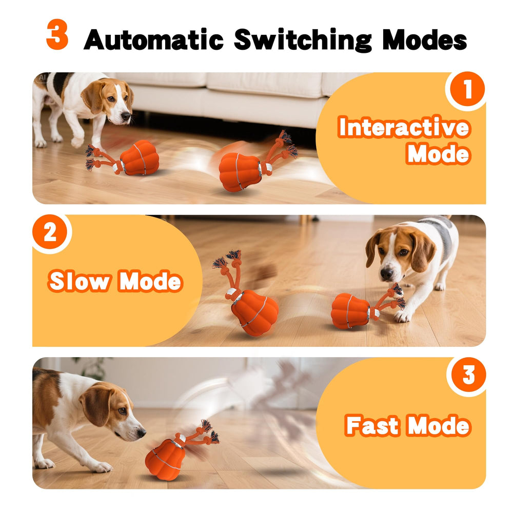 Hanarook pumpkin-dog-ball-led-light mode attracts dogs during evening play
