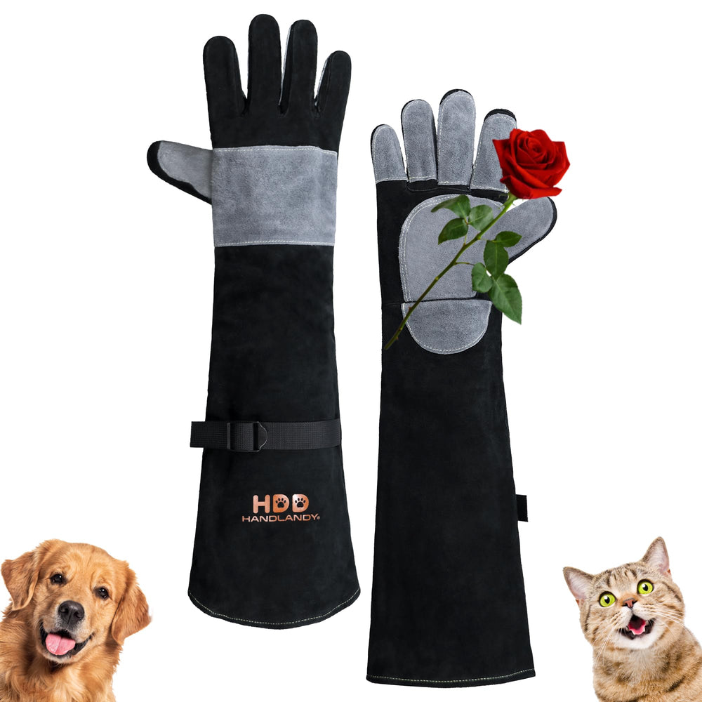 HANDLANDY bite-proof gloves close-up of premium leather protection
