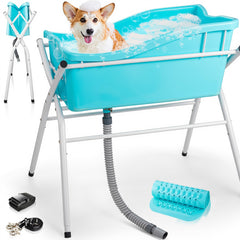 Handnam Dog Bath Tub setup on elevated stand for easy grooming