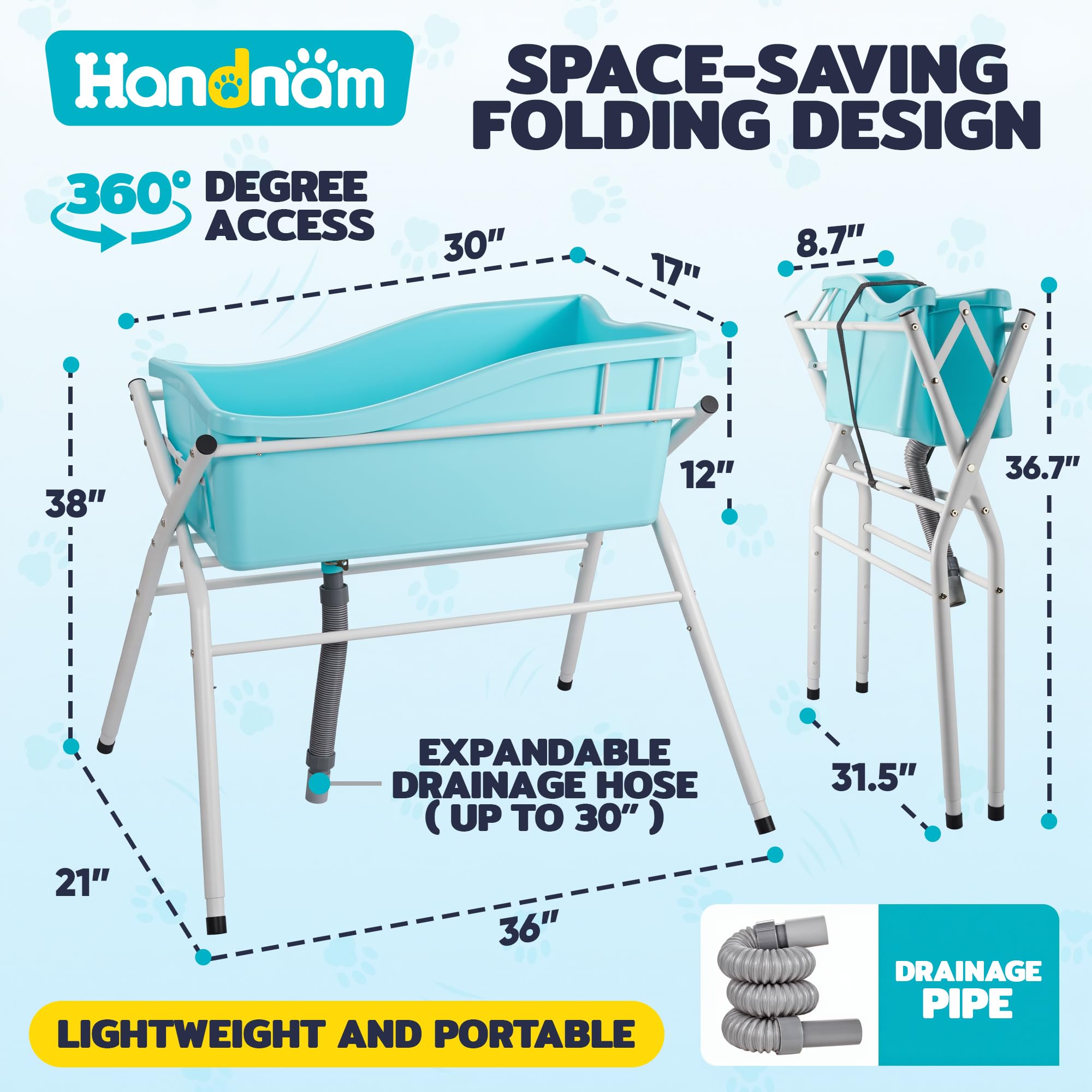 Handnam marine-grade PVC basin withstands paws and cleaning