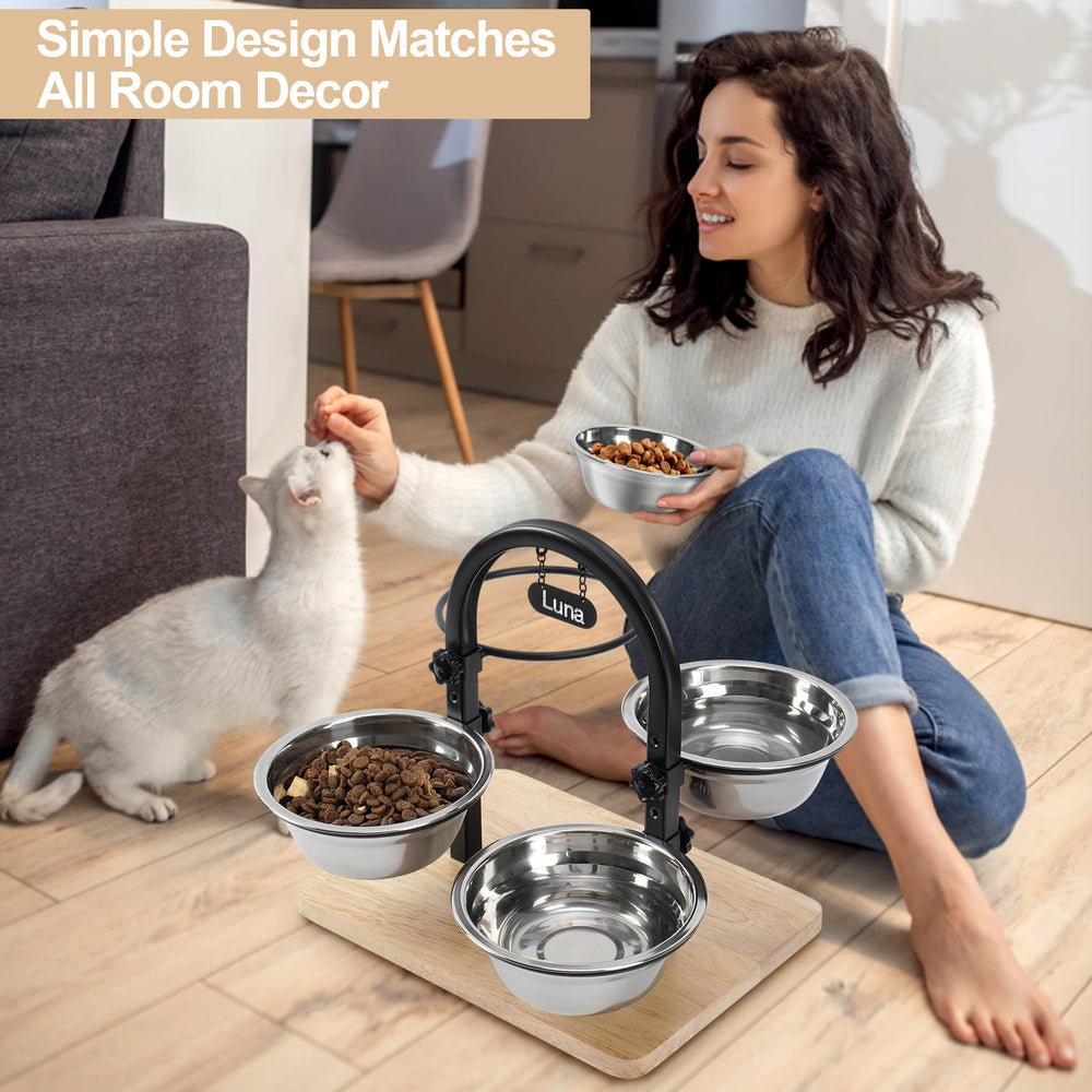 Handrong neck-friendly dining posture during meals from elevated bowls.