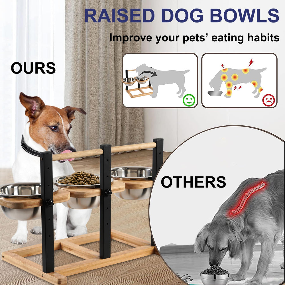 Handrong elevated dog bowl against wall stability tip for steadiness