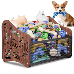 handrong large dog toy basket front view showing spacious storage for toys and accessories
