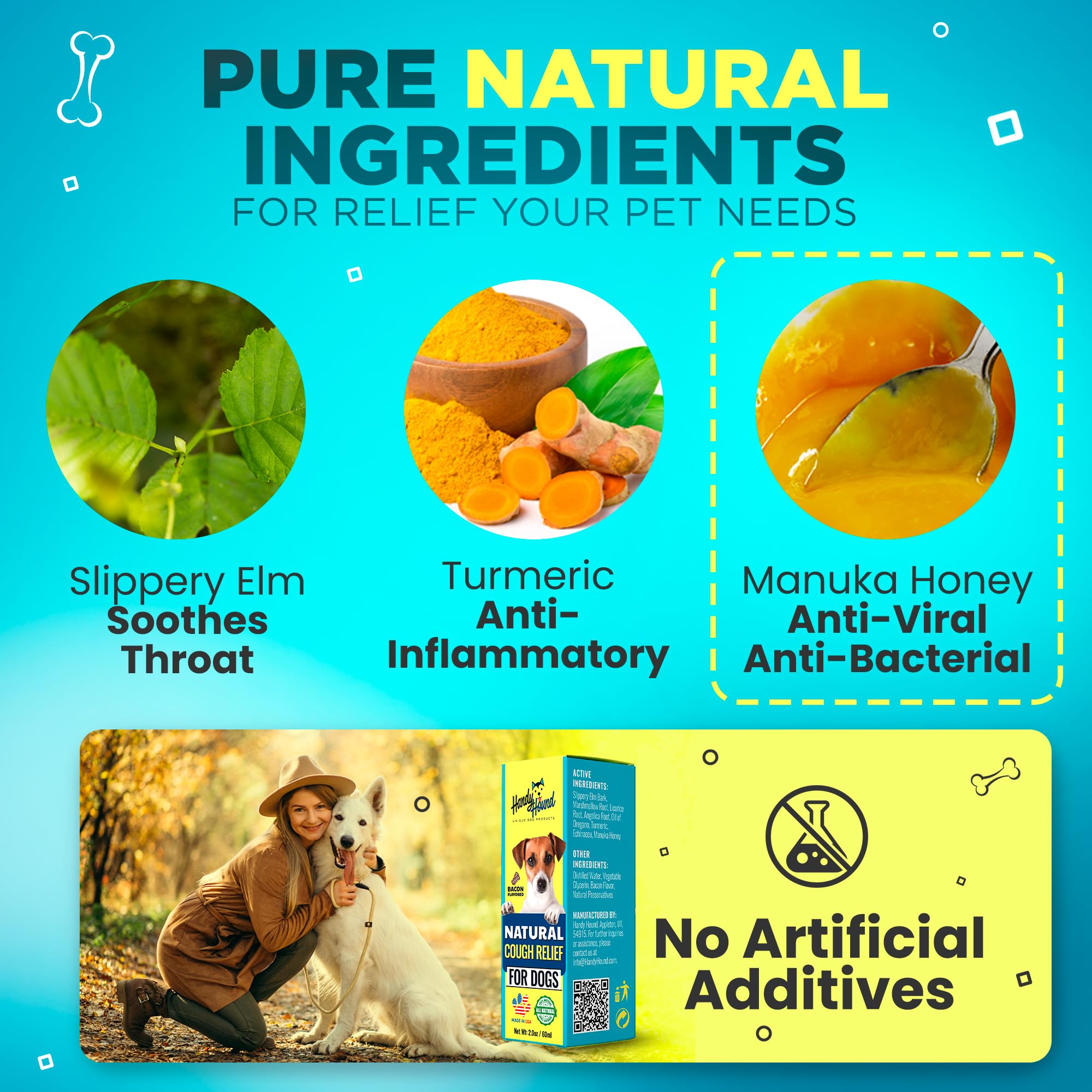 Handy Hound liquid can be added to food for simple administration.