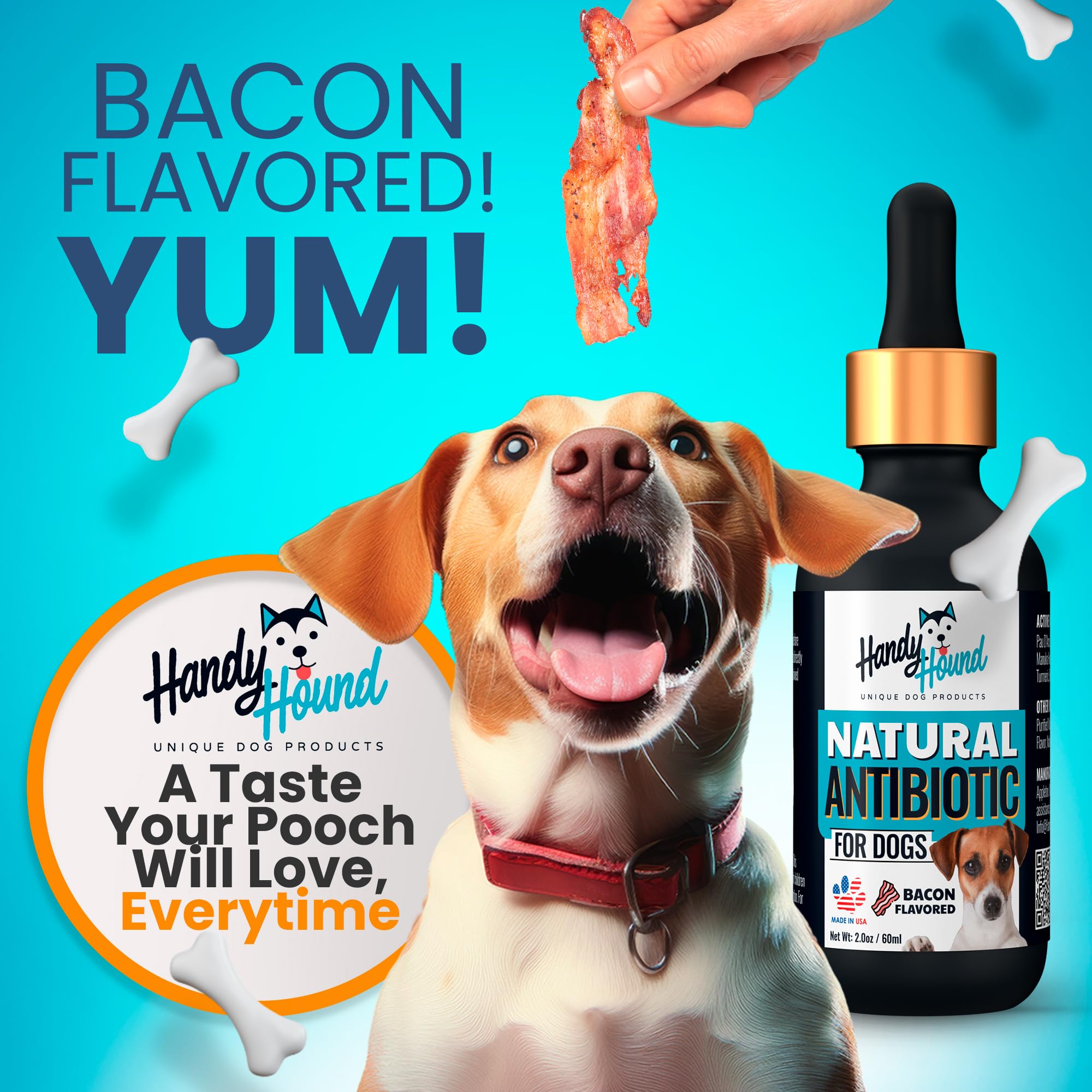 Handy Hound Manuka Honey bottle aids gentle cough relief and throat comfort.