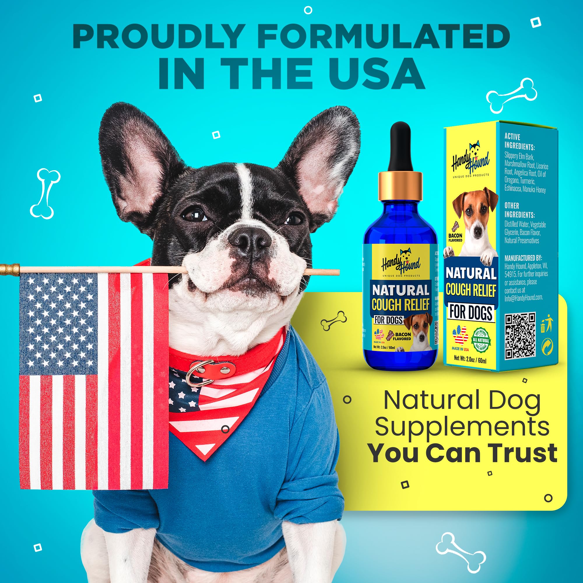 Handy Hound multi-symptom relief for kennel cough and throat irritation.