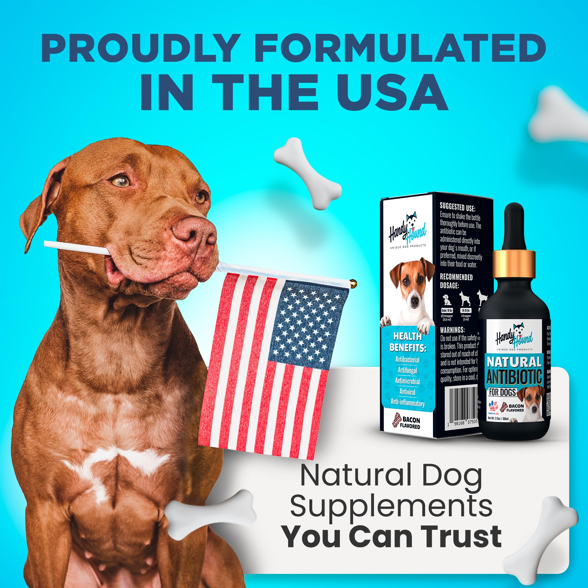 Handy Hound oil of oregano label emphasizes urinary health support.