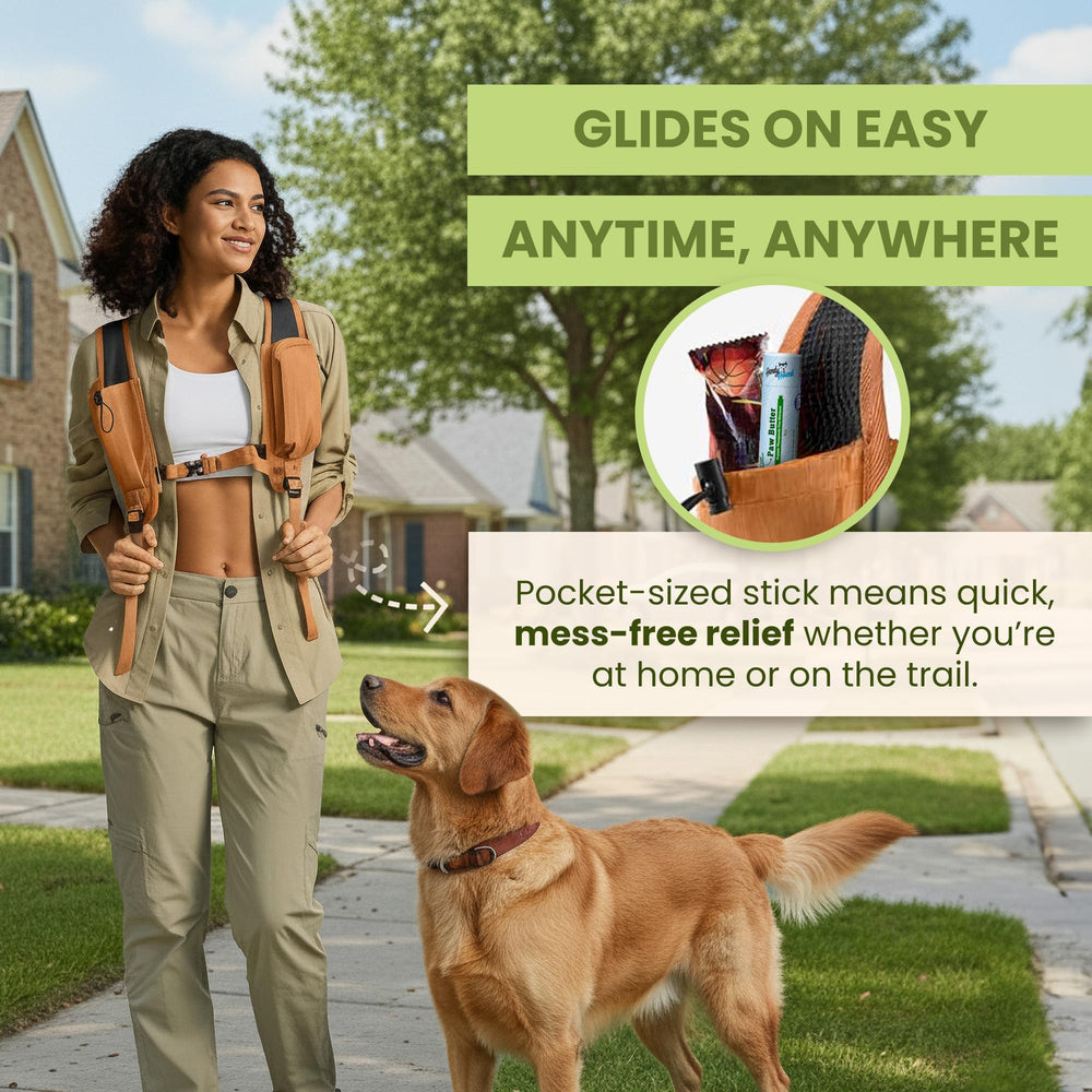 Handy Hound fast-acting balm delivers rapid relief on rough paw skin.