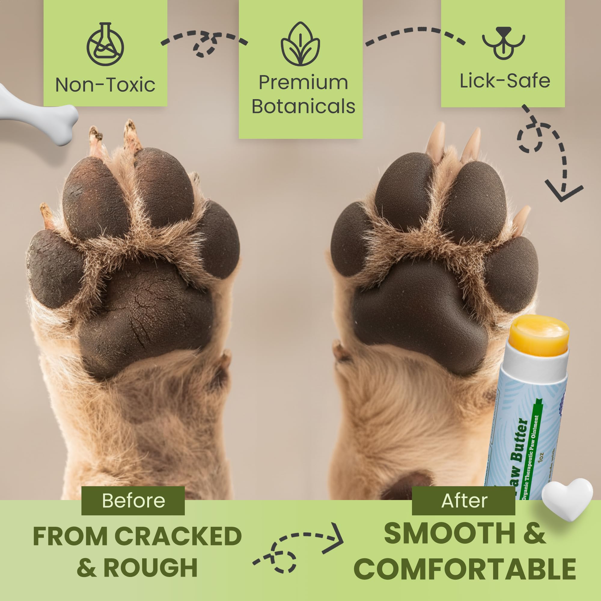 Handy Hound paw balm applied to nose care for moist, comfortable snout areas.