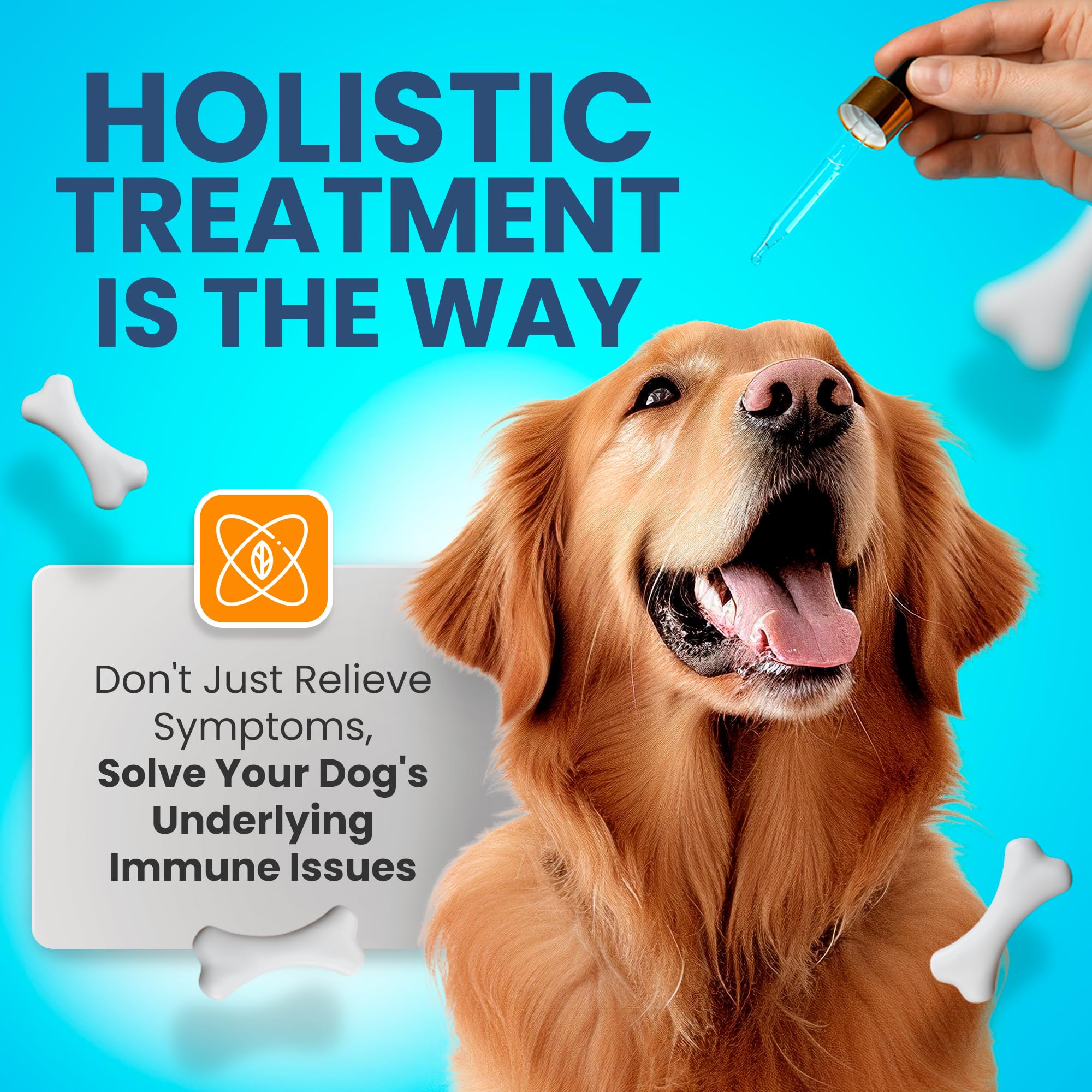 Handy Hound turmeric-immune-support jar promotes immune health and coat vitality.
