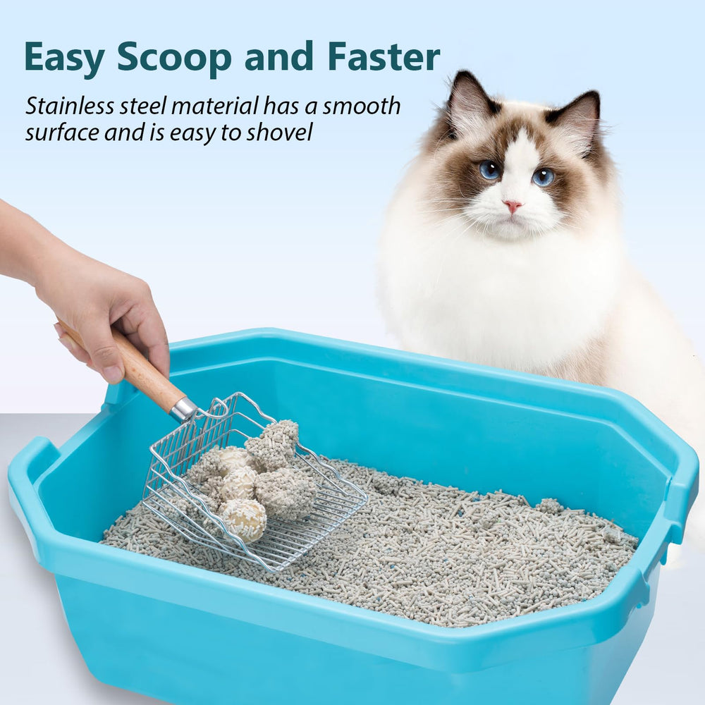 Handzee stainless steel scoop shows durable construction for long-lasting litter duty.