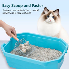 Handzee stainless steel scoop shows durable construction for long-lasting litter duty.