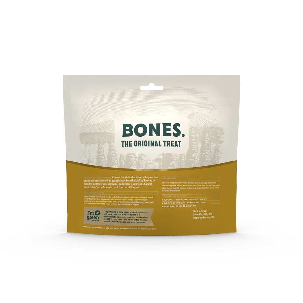 Hank and Roy long lasting dog bone in use for engaging chewing