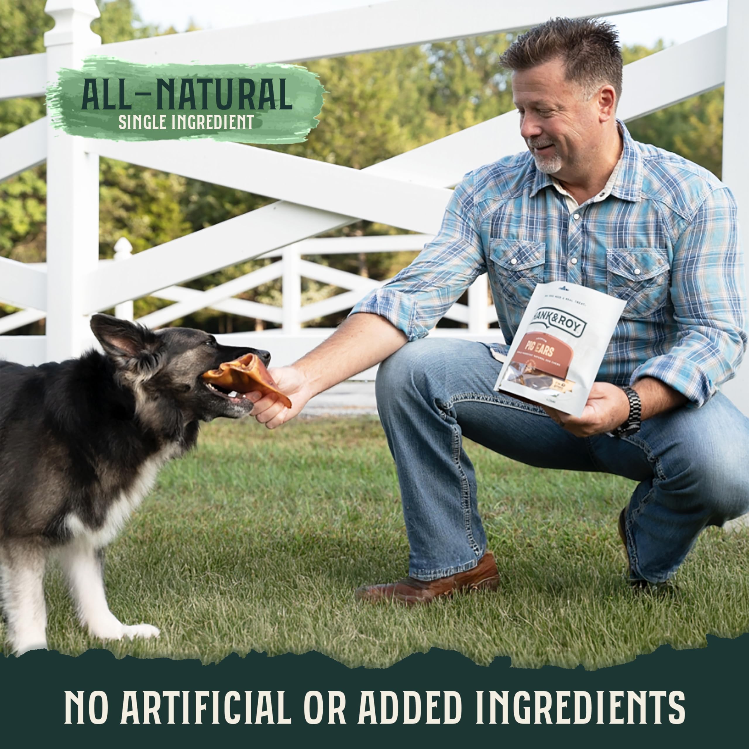 Hank and Roy pig ears individually wrapped illustrate freshness and odor control.