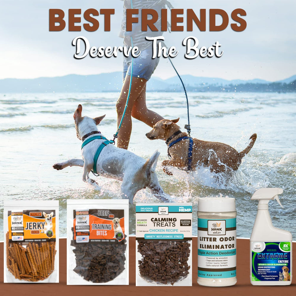 Hank & Harley chicken jerky sticks pet training idea demonstrates motivation