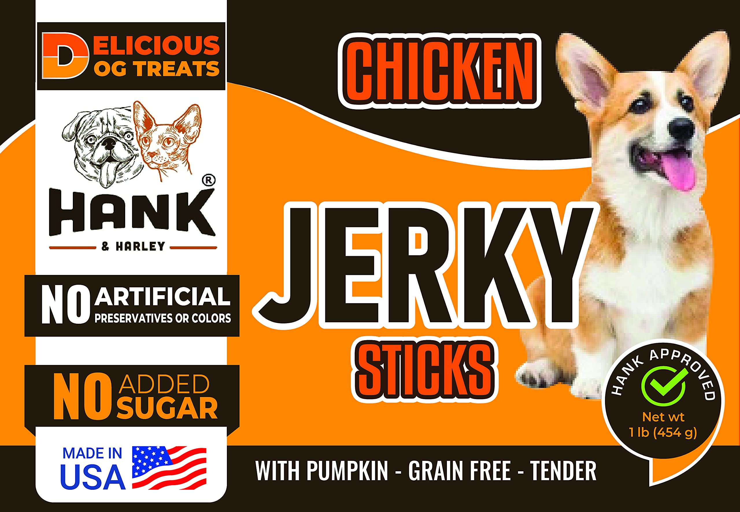 Hank & Harley chicken jerky sticks training use context for dog training