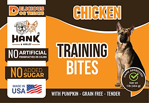 Hank & Harley Training Bites packaging front shows product and claim highlights.