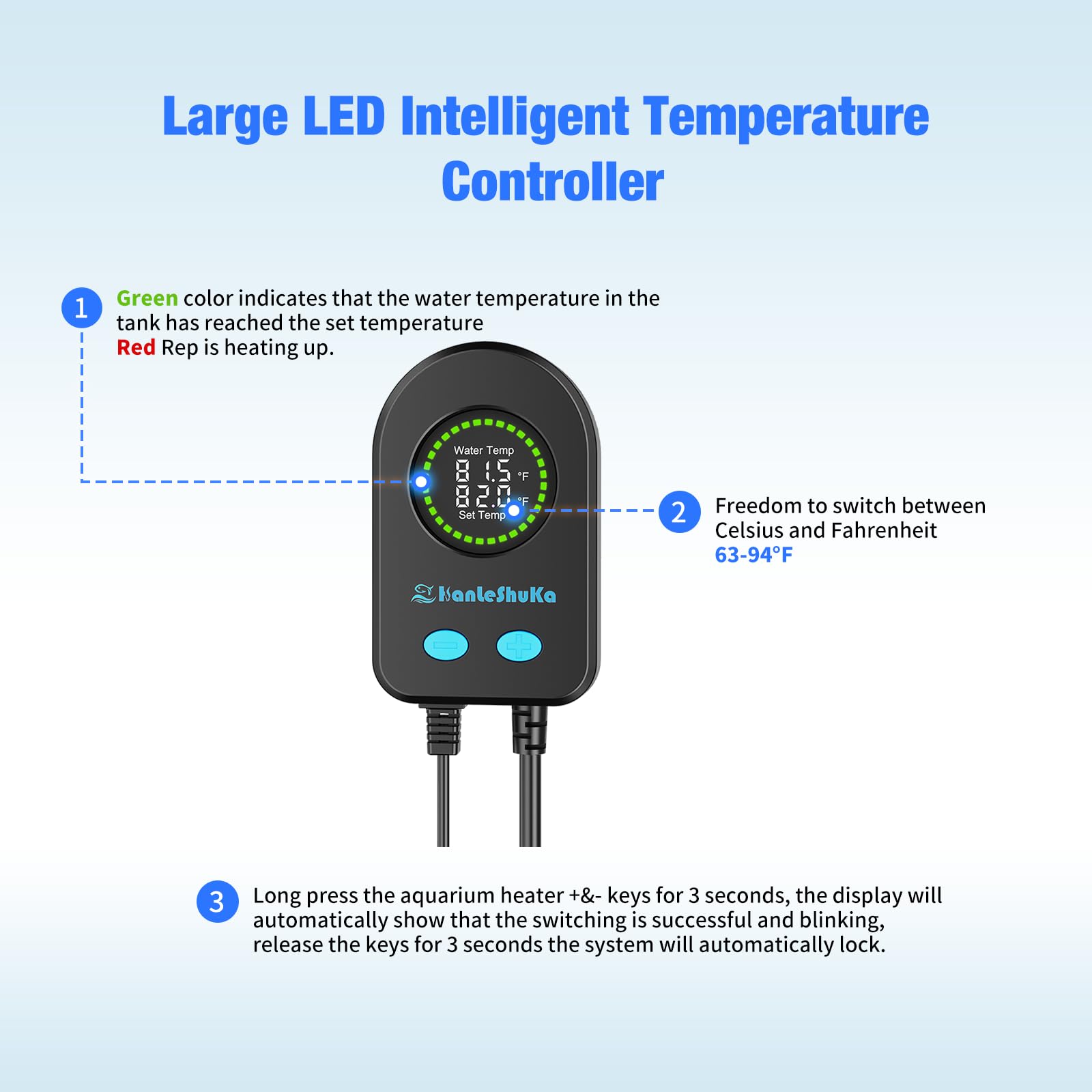 HANLESHUKA temperature controller with a digital display for easy measurement