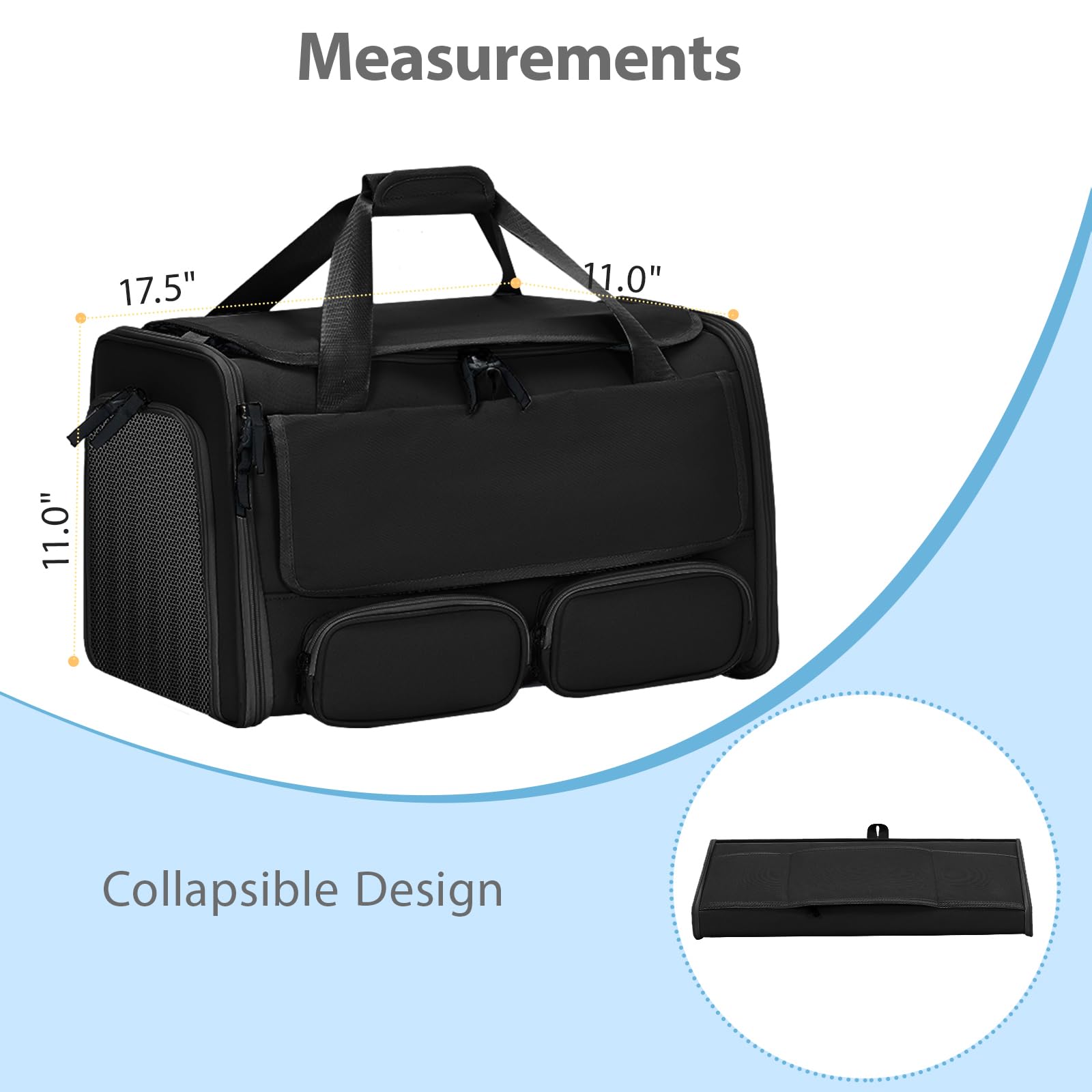 Hannadepot cat carrier folded flat for space-saving storage