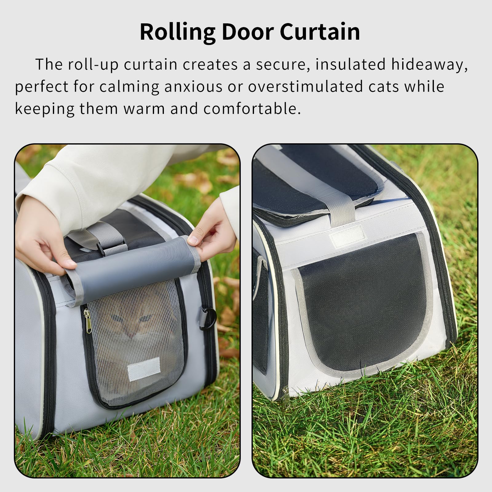 Hannadepot cat carrier roll-up curtain for calm travel