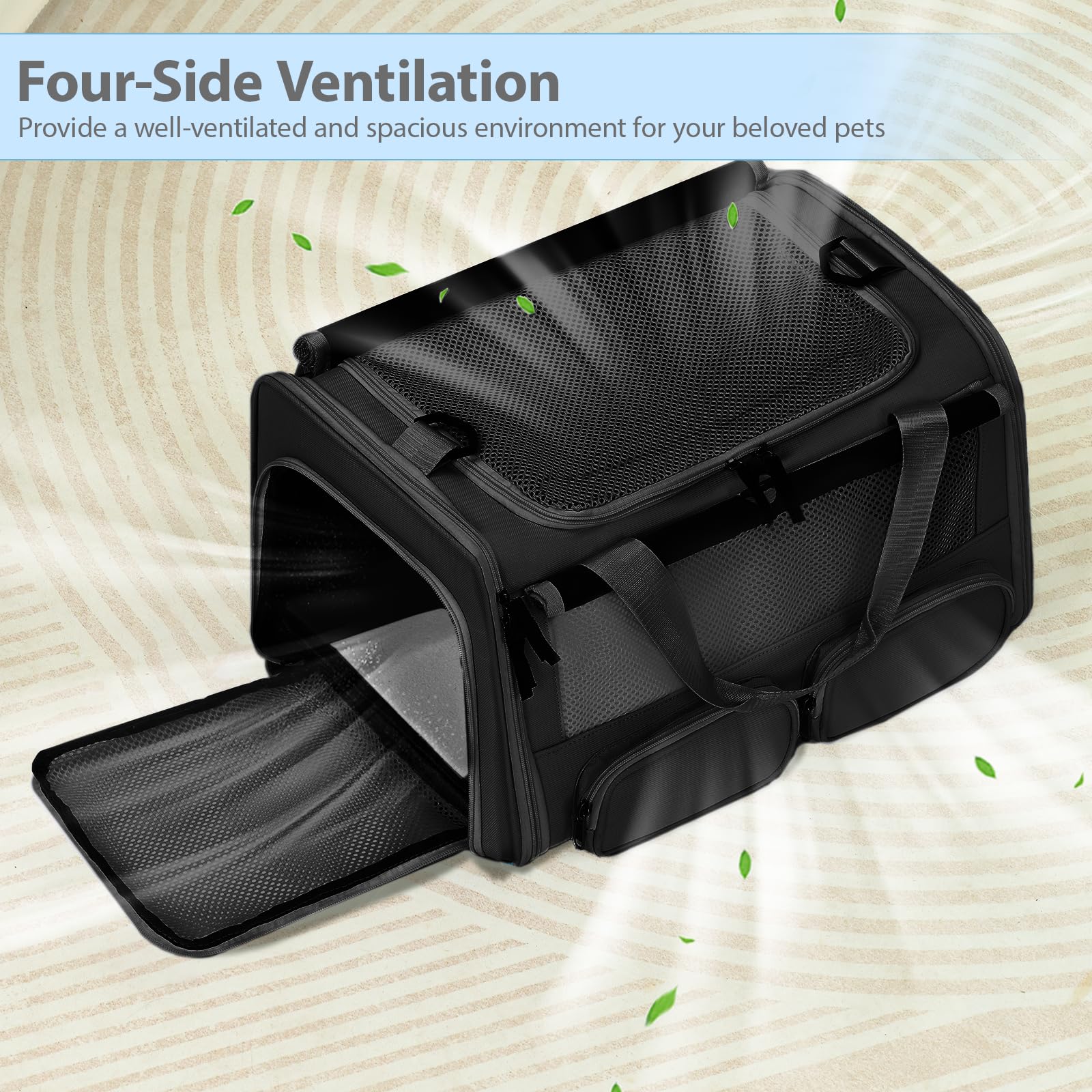 Hannadepot cat carrier roll-up curtain demonstrates privacy during trips
