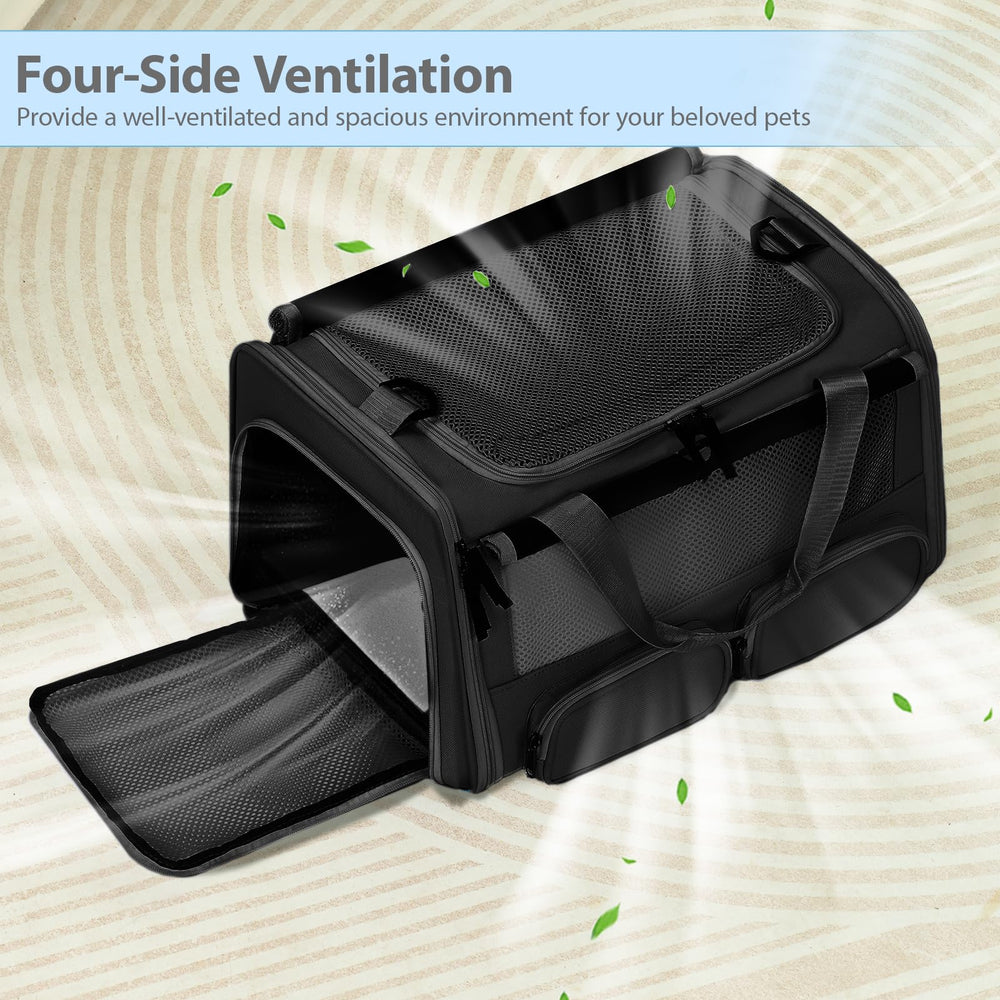Hannadepot cat carrier roll-up curtain demonstrates privacy during trips
