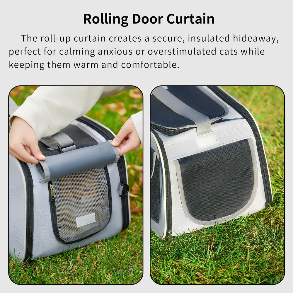Hannadepot cat carrier roll-up curtain for calm travel
