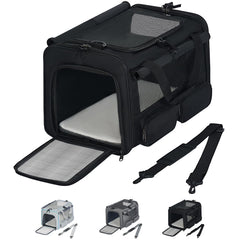 Hannadepot cat carrier side view shows sturdy structure for comfortable travel