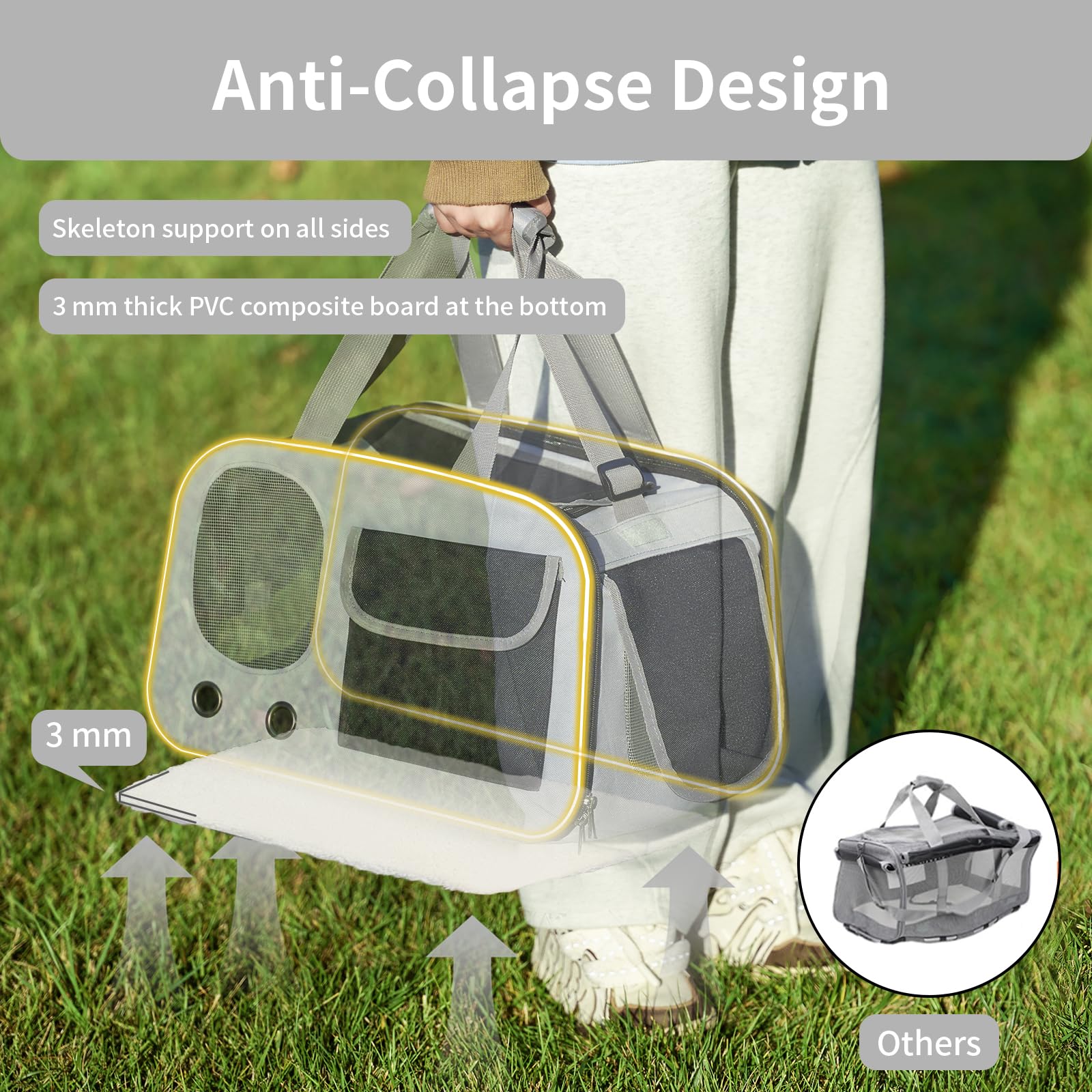 Hannadepot pet carrier base sag-proof with sturdy support