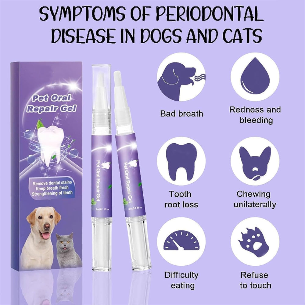 Hannahcos packaging for pet oral repair gel showing portability