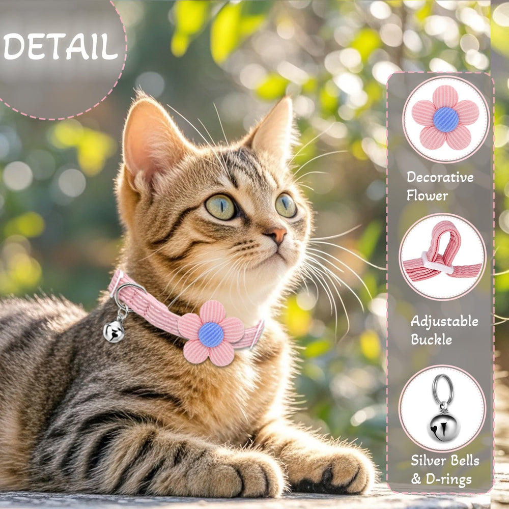 HANSHILAI cat collar pink flower design adds cute visibility and safety outdoors