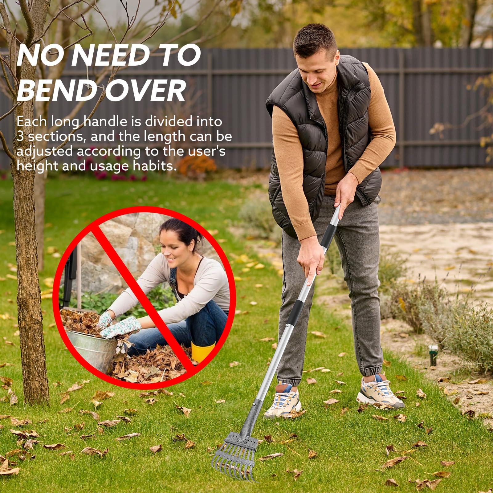 HANTOP carbon-steel-rake sturdy rake for efficient cleanup