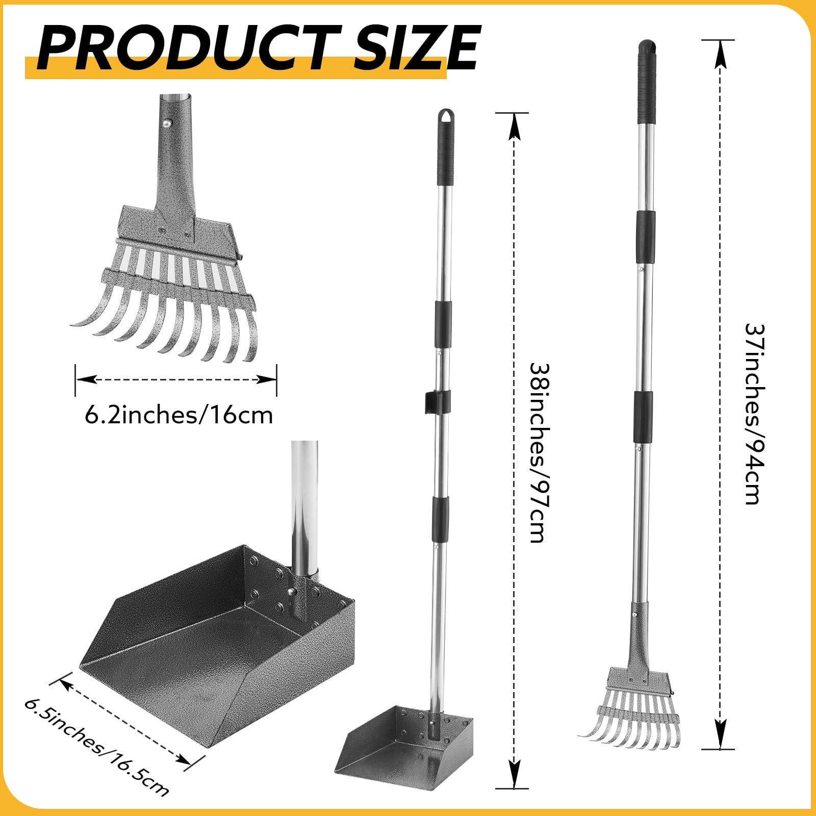 HANTOP pooper-scooper-rake extended reach for ground pickup