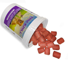 Hanzi Pets krill oil soft chews bottle front—savory dog treat with omega-3 benefits.