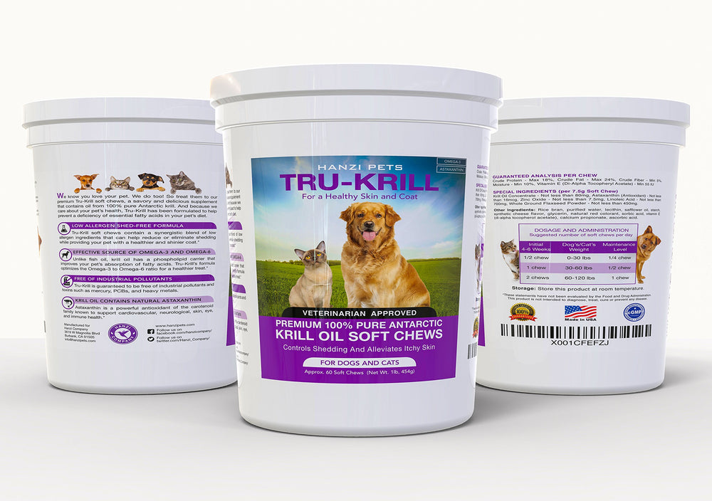 Hanzi Pets natural astaxanthin antioxidant—antioxidant-rich krill oil formula.
