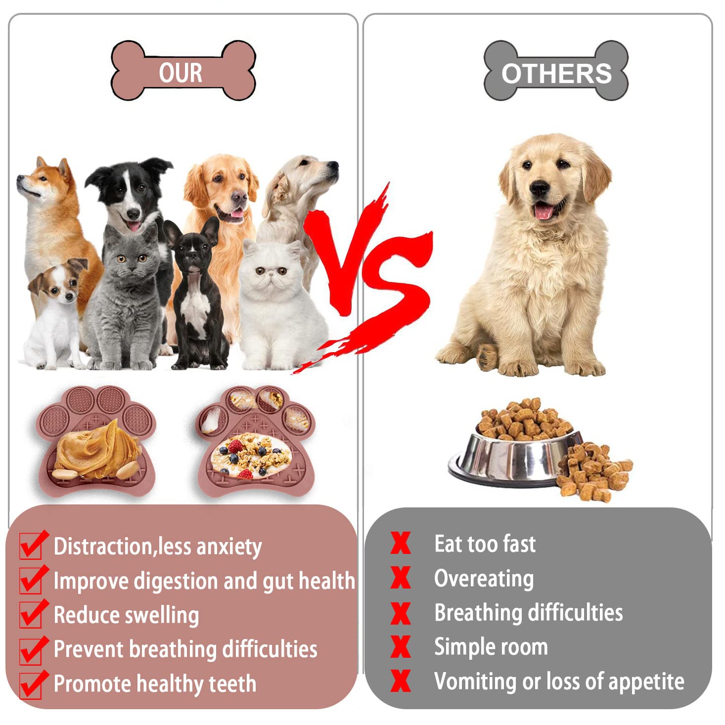HANZOTO lick mat two-areas demonstrates portion control for treats