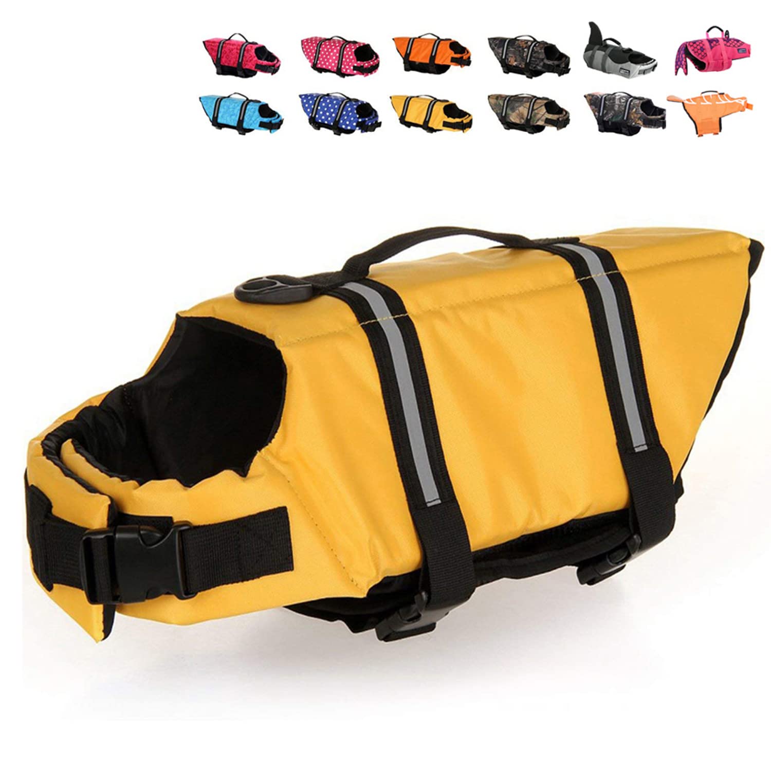 HAOCOO dog life jacket front view with bright yellow color for high visibility