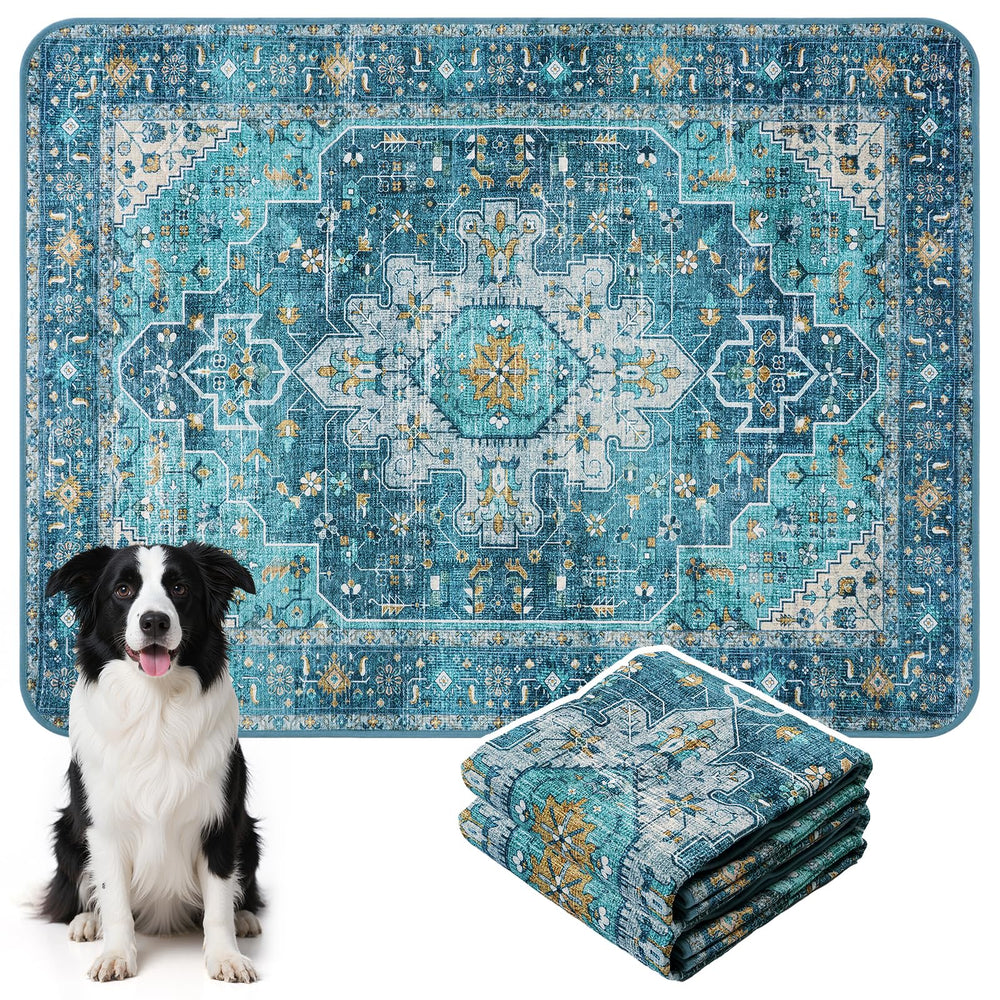 HAOCOO washable pee pads 2-pack blue top layer for fast absorption and dry floors.