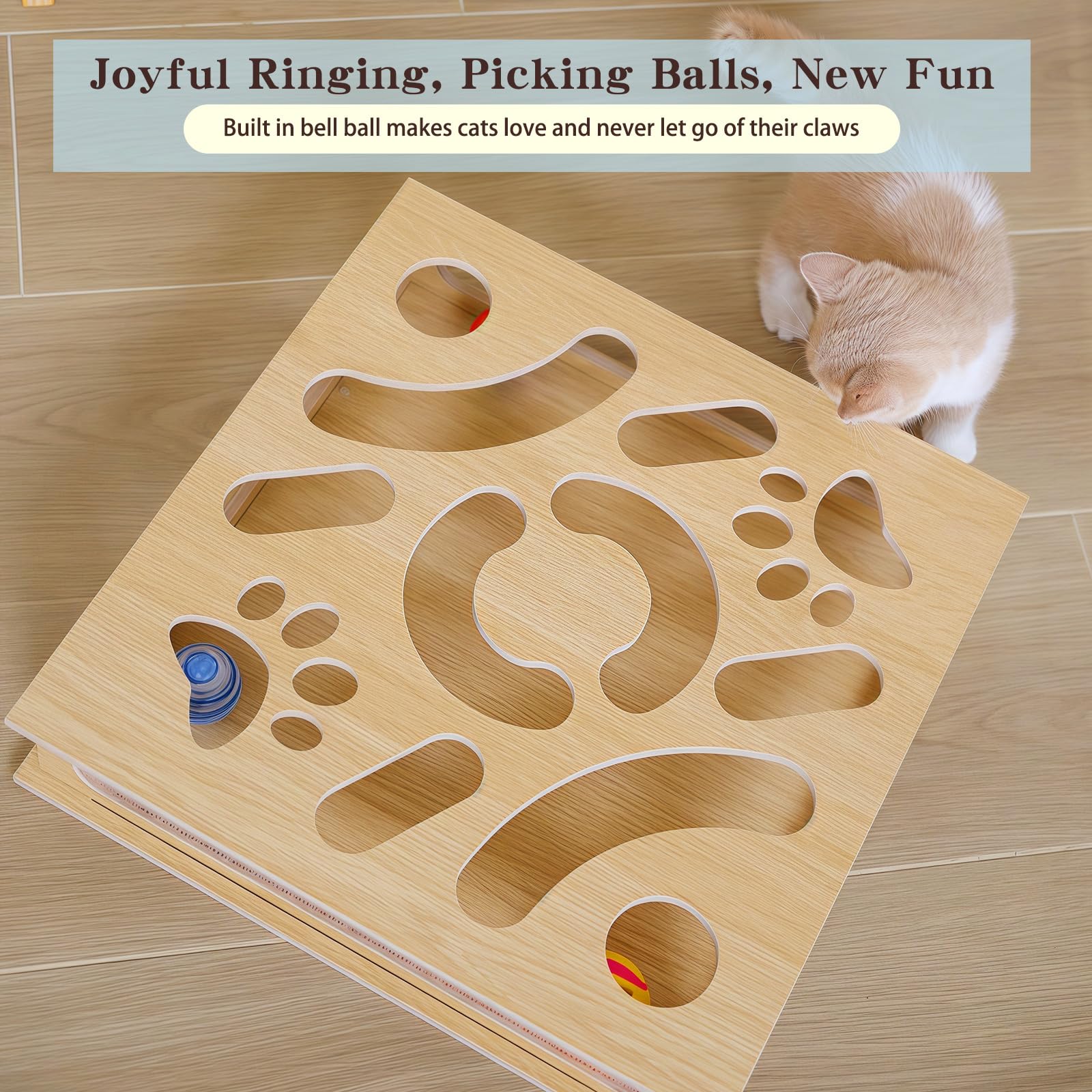 HaoCpetslian cat puzzle box durable wood construction for rugged play.