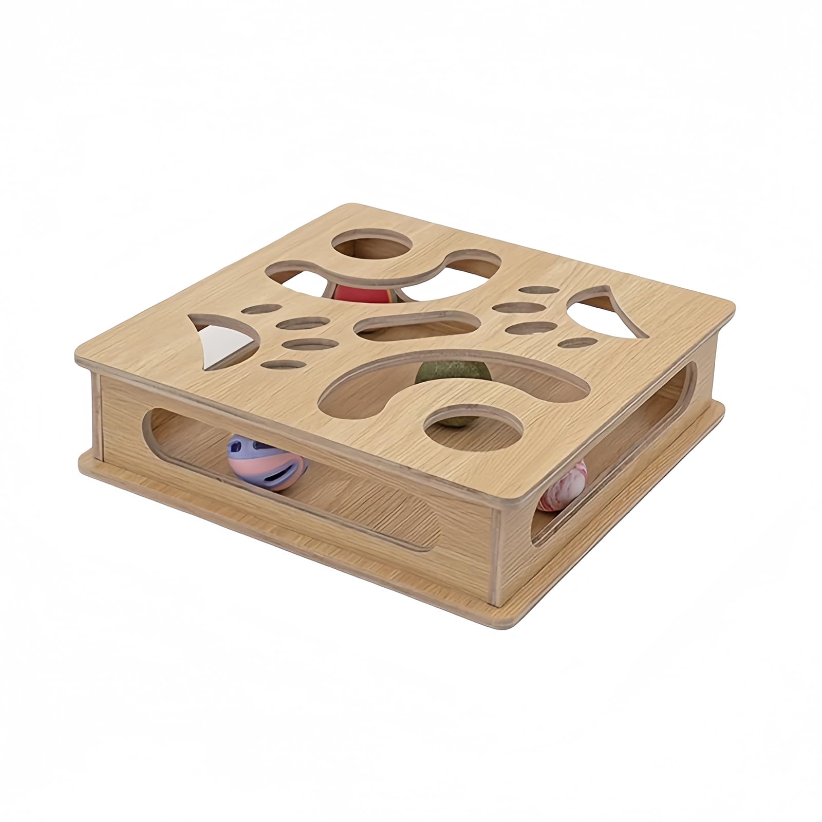 HaoCpetslian interactive cat puzzle box front view for indoor engagement.