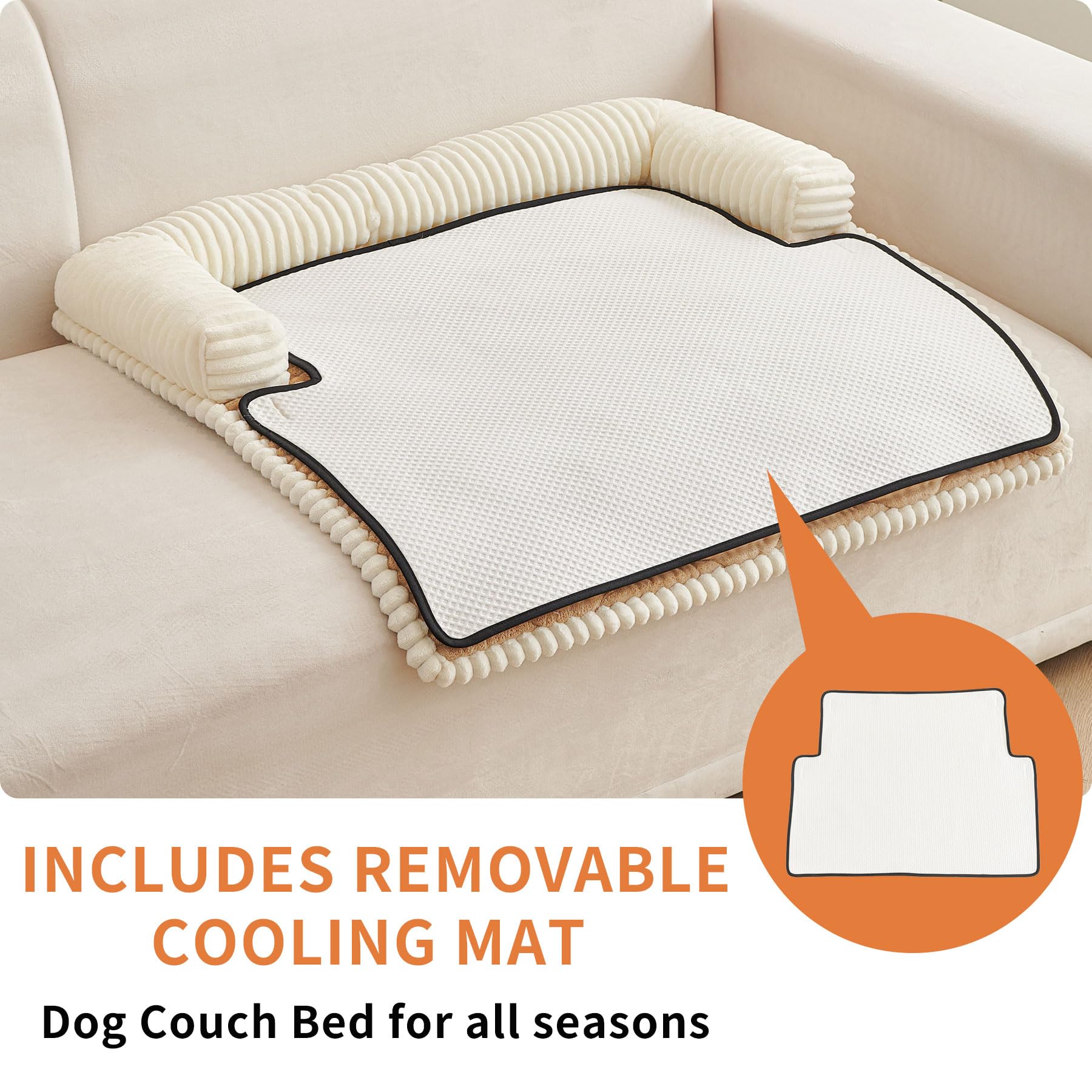 HAOMAIJIA dog couch bed non-slip back with silicone grip keeps furniture in place.