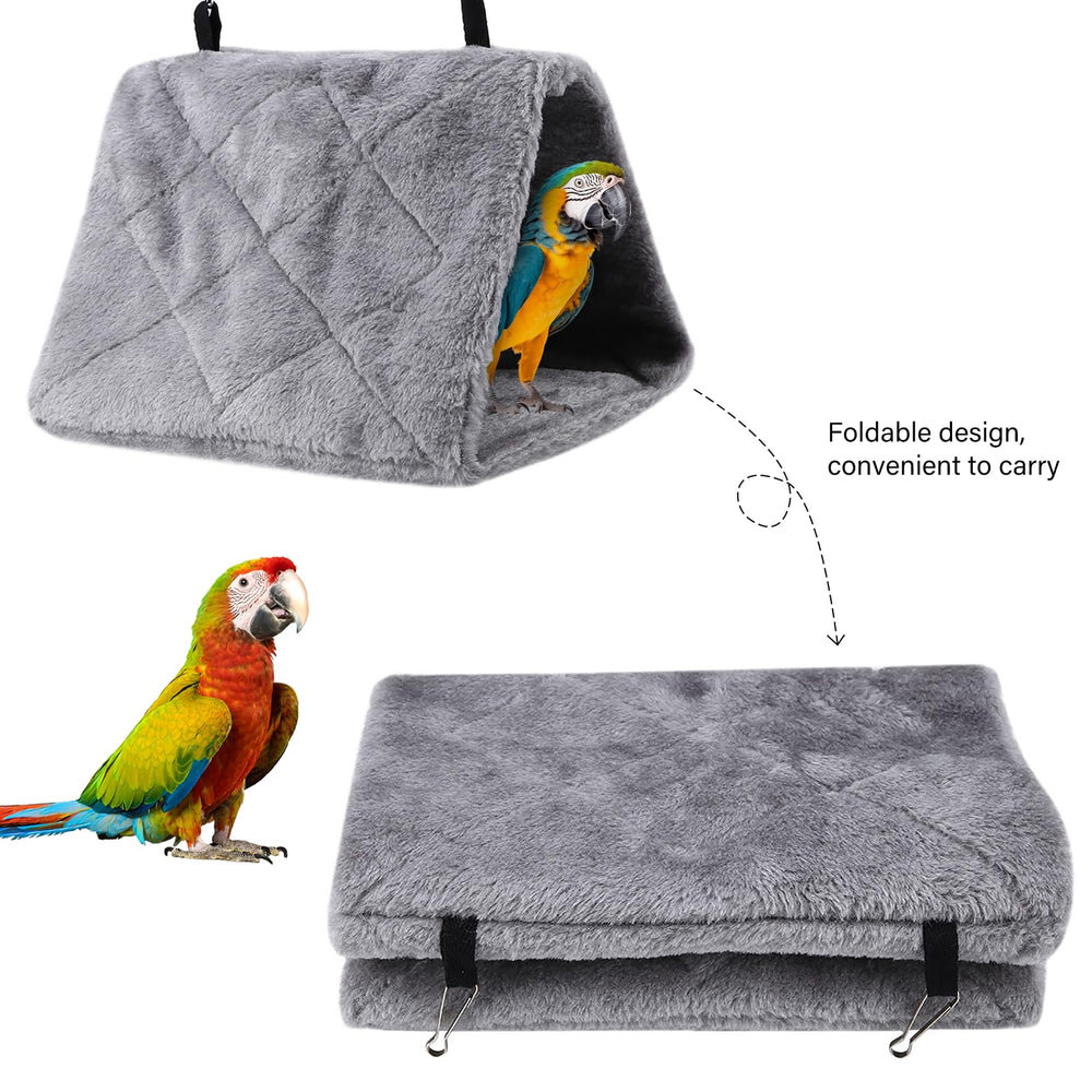 Haosie warm bird nest house inside cage with perched bird for comfort