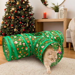 Haourlife Christmas Cat Tunnel crinkle detail—engaging sensory play for indoor cats.