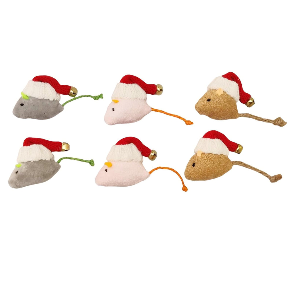 Haourlife christmas catnip mice pack with festive hats for interactive holiday play.