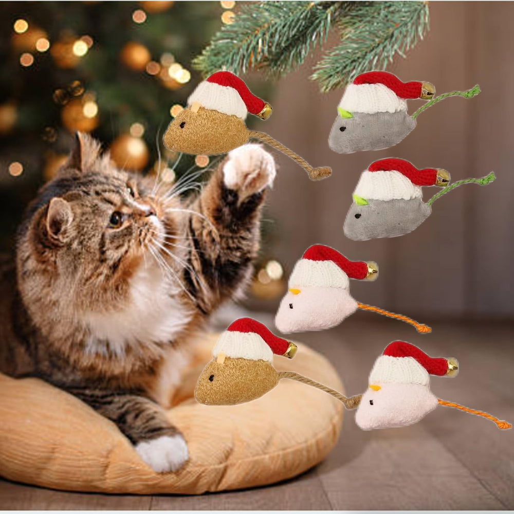 Haourlife six-pack catnip mice set ready for interactive play and exercise.