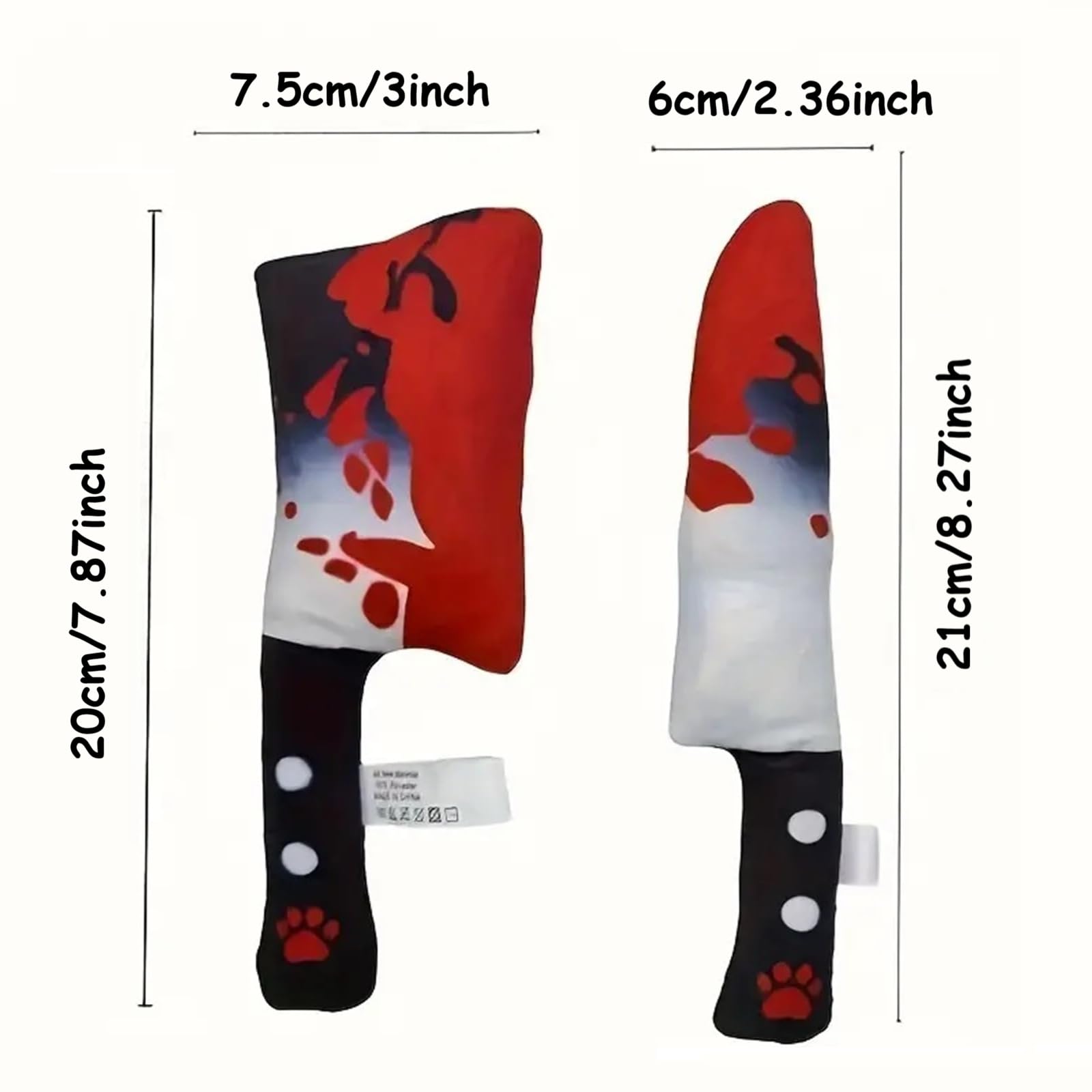 Haourlife plush knife close-up showing durable fabric and squeaker