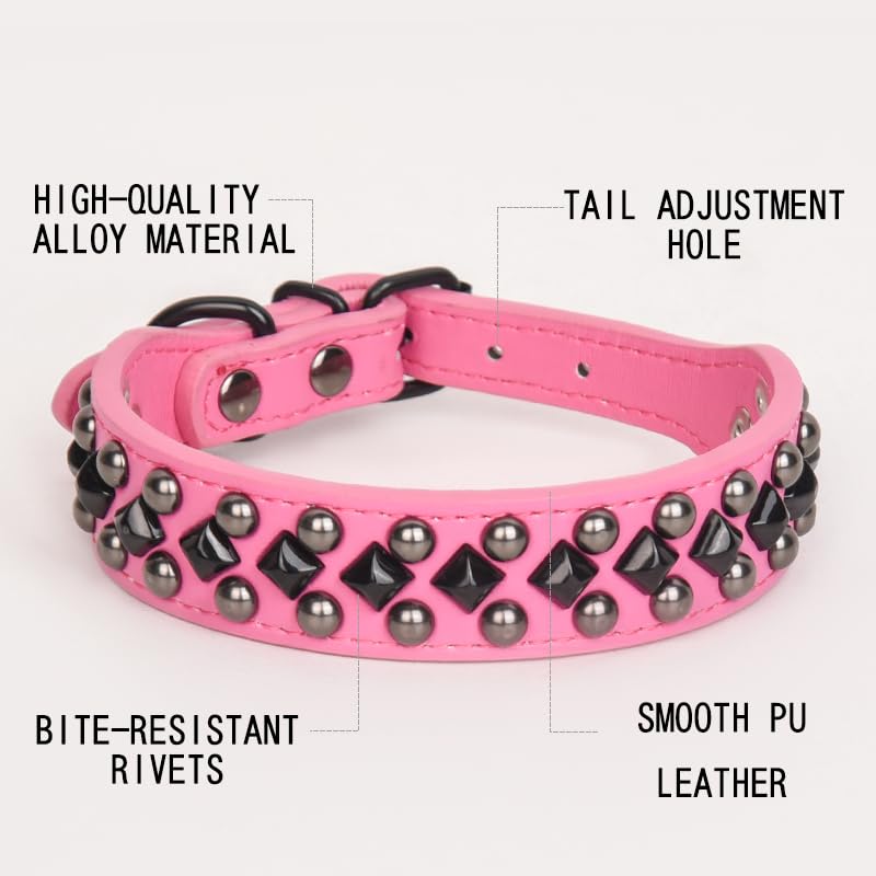 Haoyueer dog collar spiked pink worn on a dog demonstrates bold street-ready fashion.