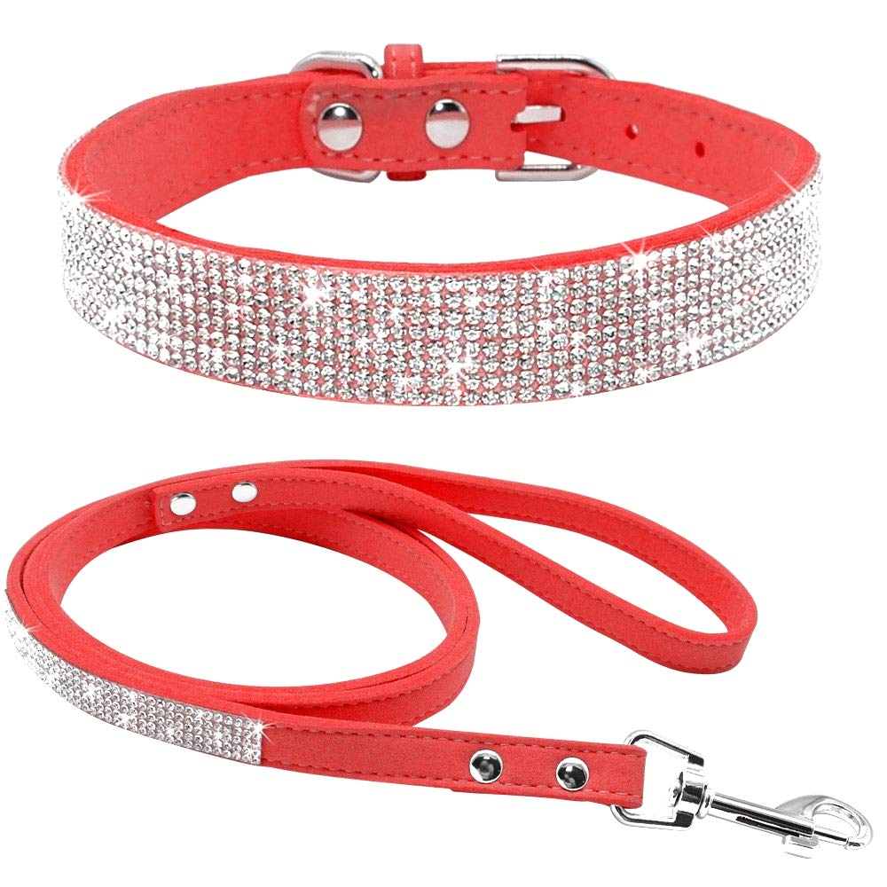Haoyueer red crystal dog collar sparkling rhinestones for stylish daily walks