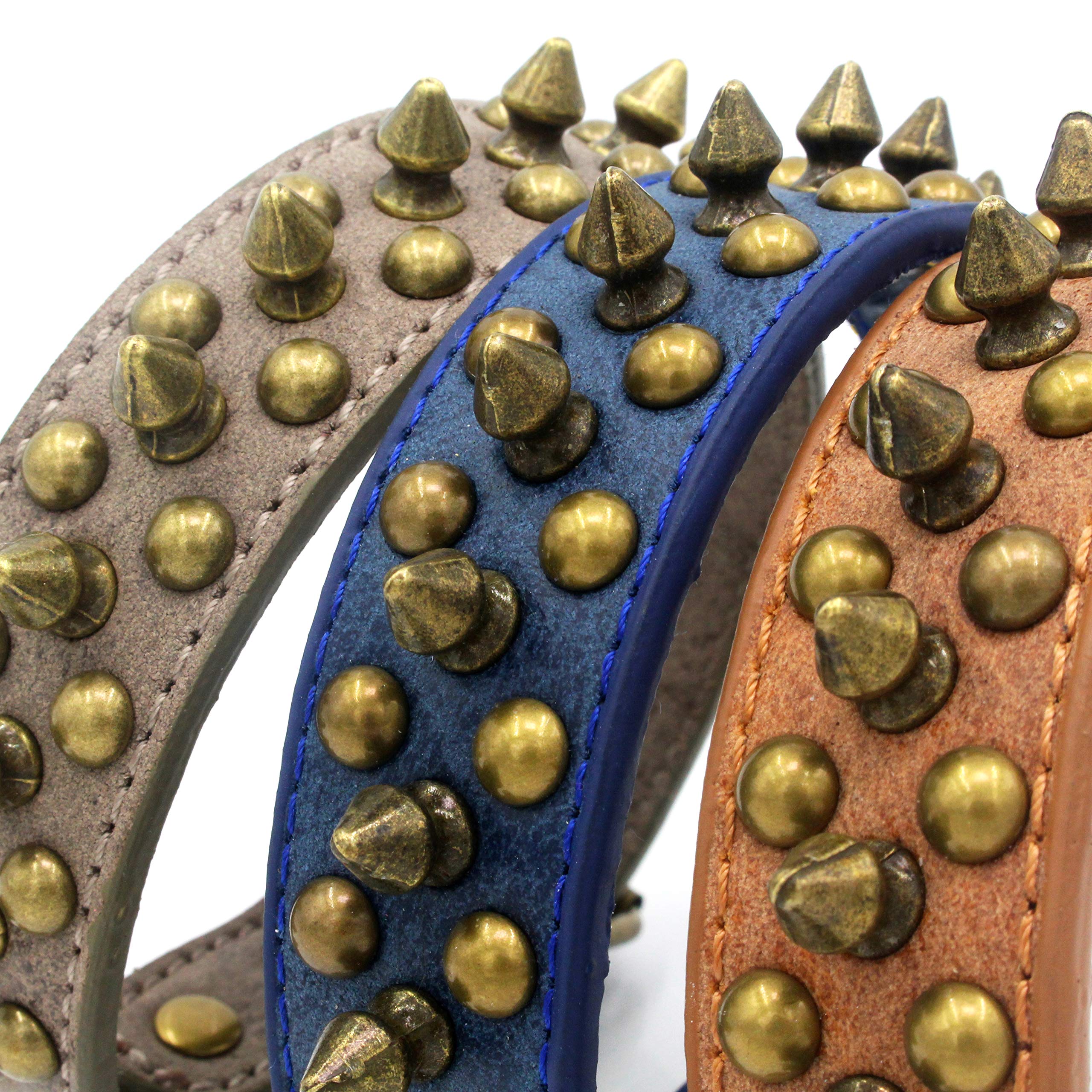 haoyueer spiked dog collar blue1 buckle closeup highlights sturdy hardware for leash safety