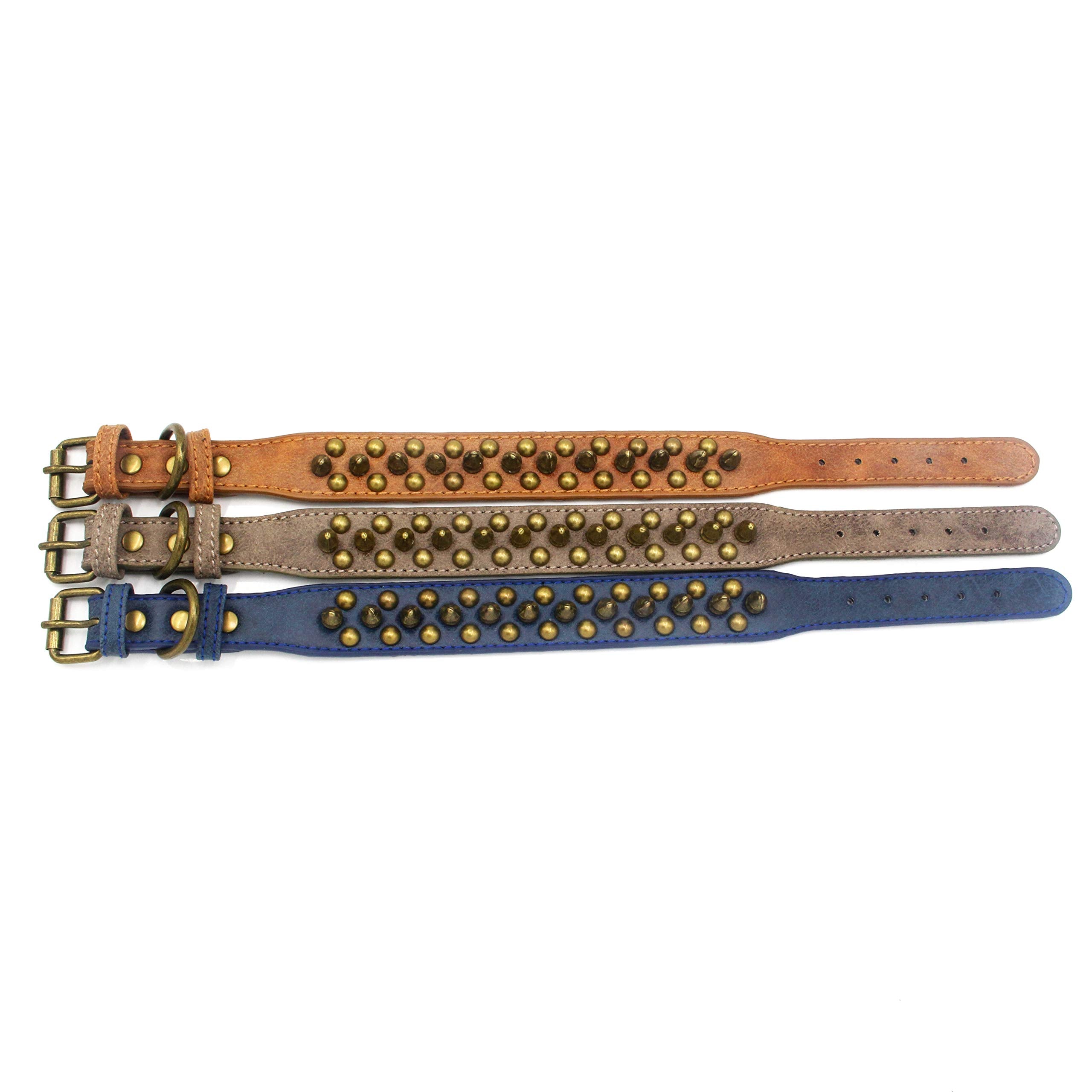 haoyueer spiked dog collar blue1 on-dog wearing shows comfortable fit